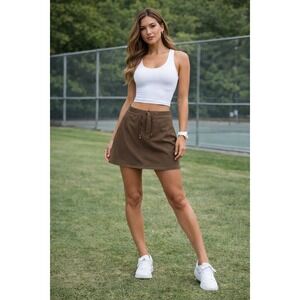 Title Nine Skort Womens 10 Brown Drawstring Tie Lined Shorts Golf Tennis Sports